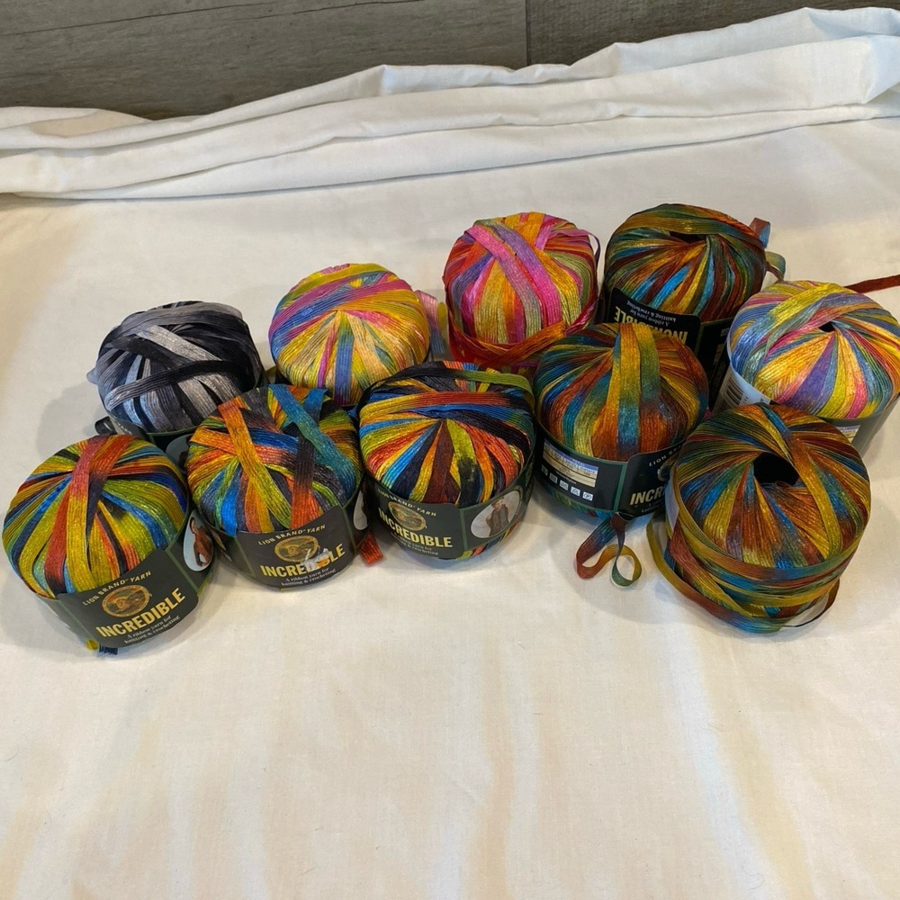 Mixed Lot Of 10 Incredible Lion Brand Yarn. Please Read Description